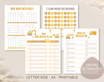 Construction Truck Reading Log: Kids Book Tracker (Digital Download)