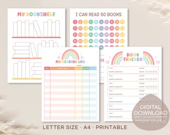 Kids Rainbow Reading Log: Book Tracker & Challenge (Digital Download)