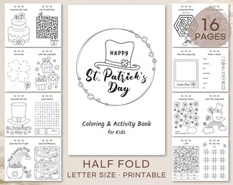 Aktivitetsbok för barn inför St. Patricks dag: Målarbilder för barn (digital nedladdning)