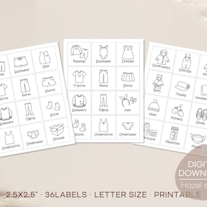 Kids Dresser Drawer Labels: Closet Organization Stickers (Digital Download)