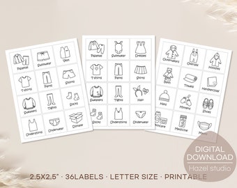 Kids Dresser Drawer Labels: Closet Organization Stickers (Digital Download)