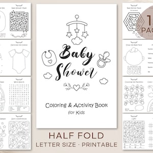 Kids Baby Shower Activity Book, Coloring&Activity Book for Kids, Baby Shower Games, Baby Shower Favor, Kids Activities, Digital Download