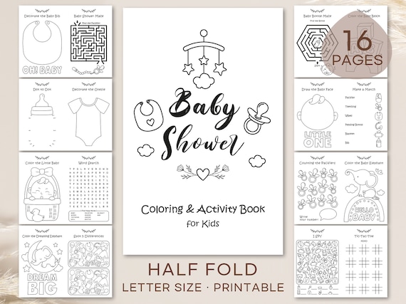 Baby Shower Activity Book: Kids Coloring Pages (Digital Download)