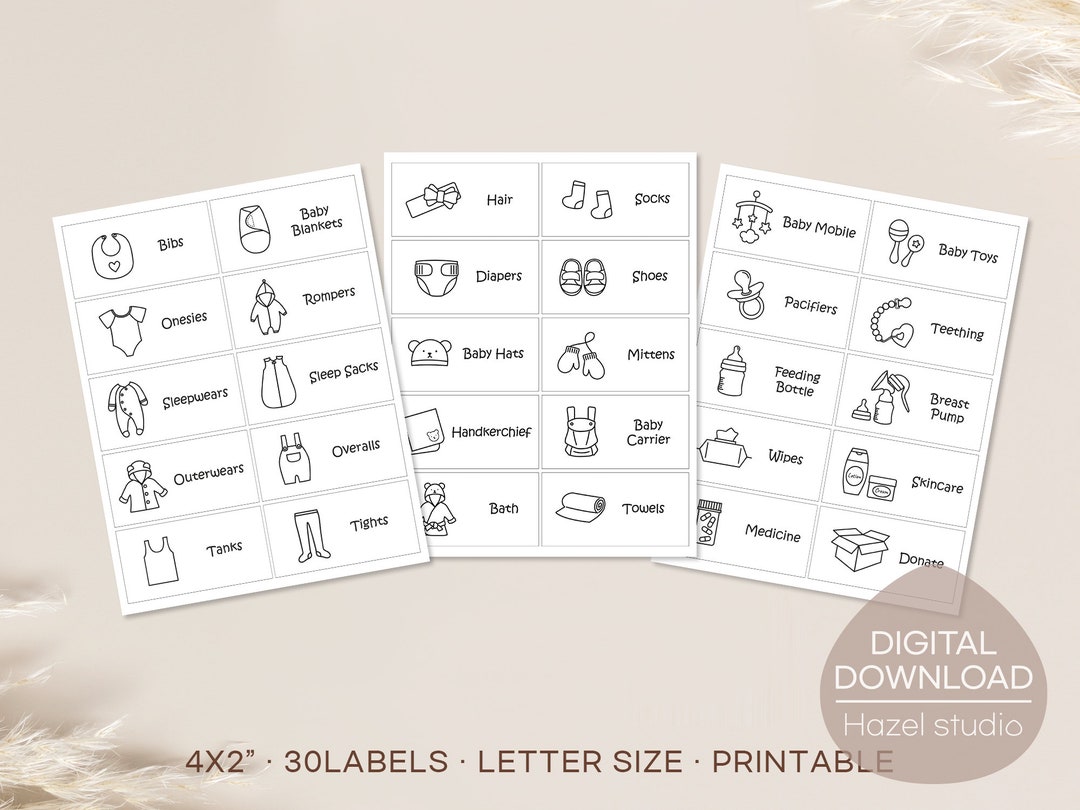 Baby Dresser Drawer Labels, Nursery Drawer Labels, Baby Closet Storage