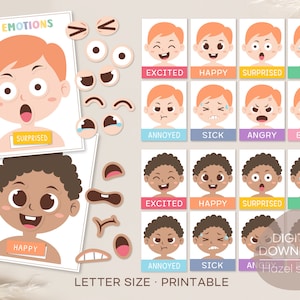 Attività sulle emozioni per ragazzo, Grafico dei sentimenti, Gioco di abbinamento, Foglio di lavoro prescolare, Libro occupato per bambini, Montessori, Download digitale