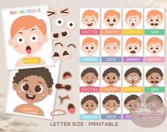 Emotions Matching Game: Feelings Chart, Preschool Learning (Digital Download)