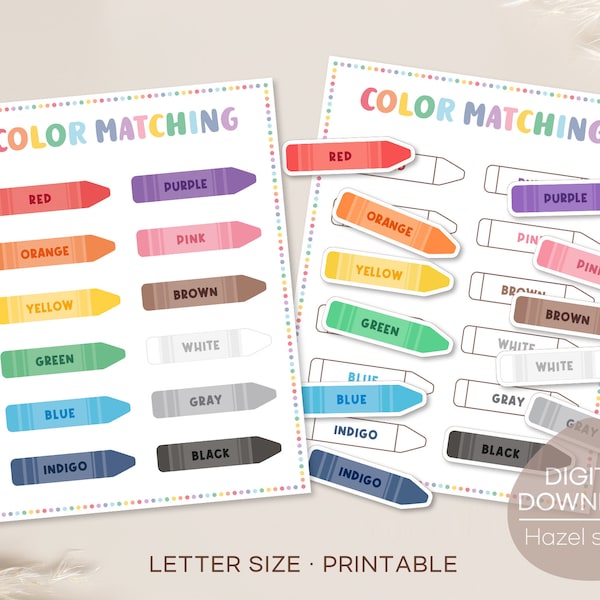 Color Matching Activity, Color Sorting, Color Busy Book Pages, Learning Activity, Montessori Materials, Digital Download