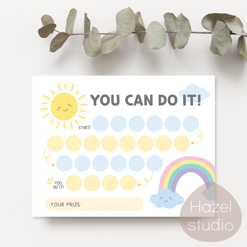 Rainbow Reward Chart: Sunshine Sticker Chore Chart (digital Download ...