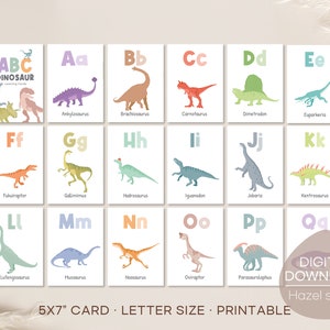 Alphabet Flash Cards, Dinosaur ABC Cards, Montessori Materials, Homeschool Printables, Learning Cards, Digital Download