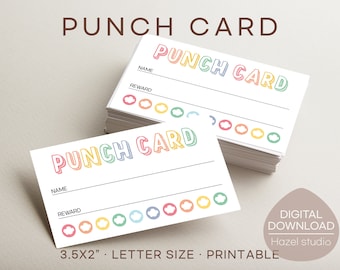 Reward Punch Card, Rainbow Punch Card, Classroom Incentive, Kids Behavior Card, Homework Card, Toddler Routine, Digital Download
