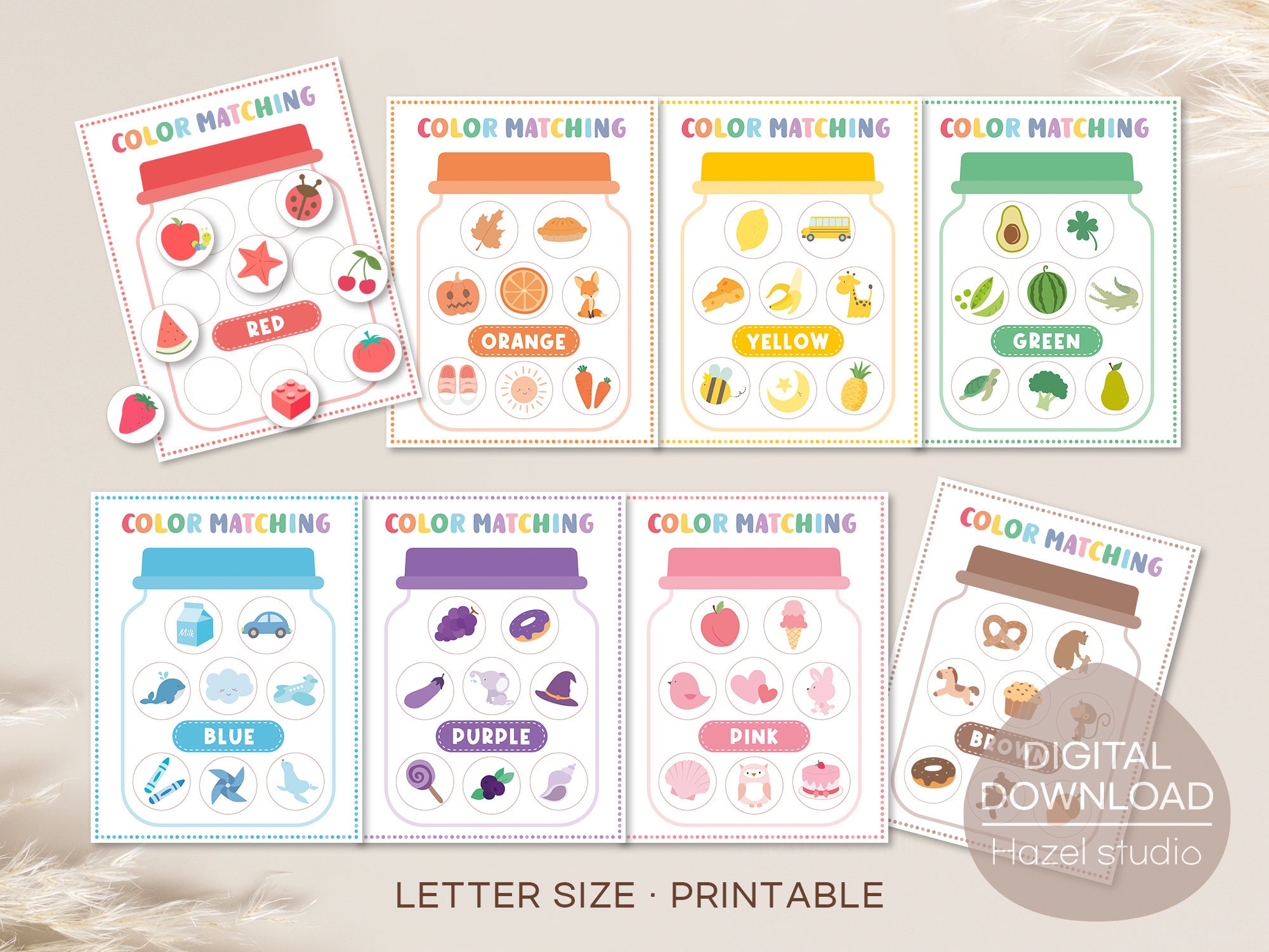 Color Sorting Color Matching Activity Color Busy Book Pages - Etsy