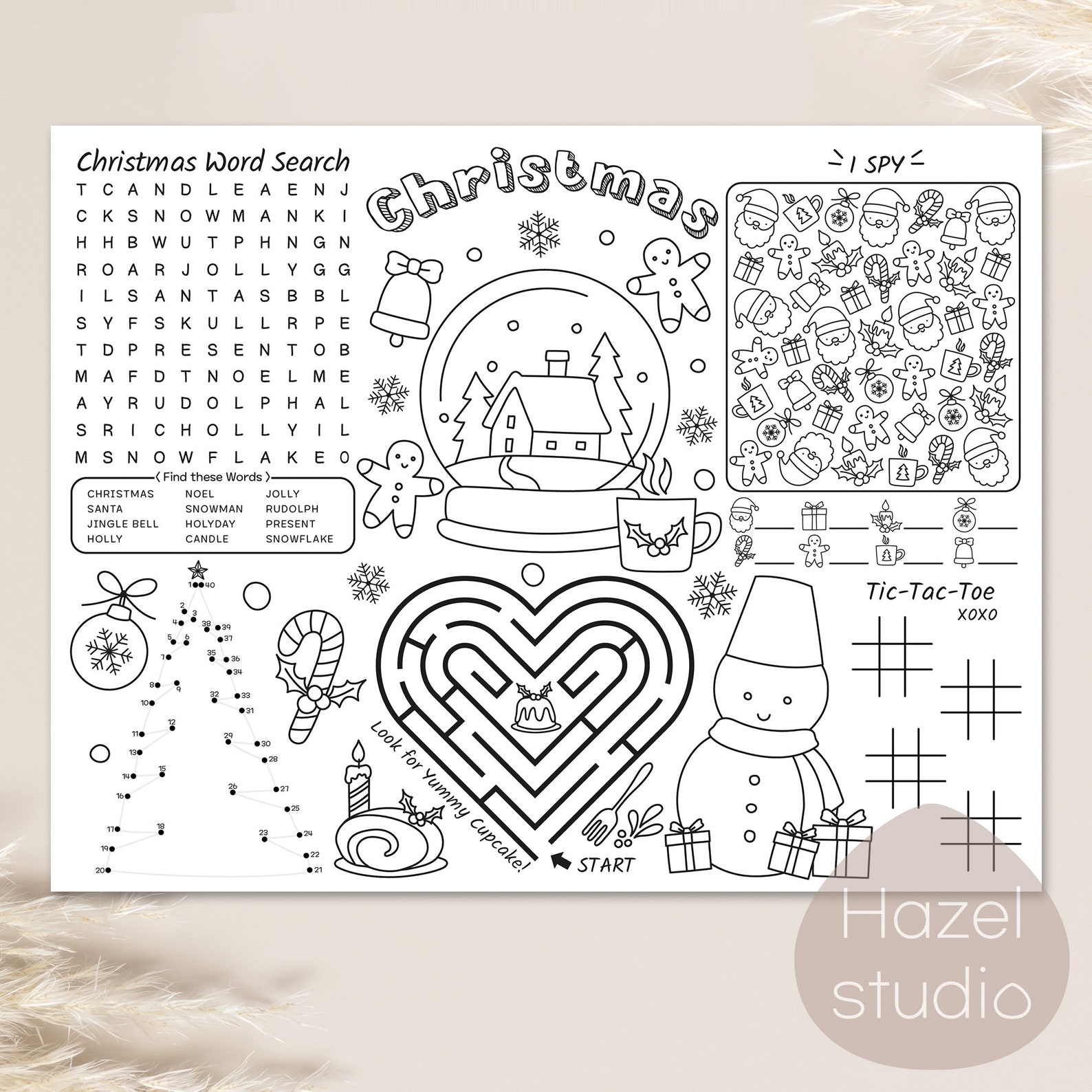 Kids Christmas Activity Mat Coloring&activity Place Mat for - Etsy