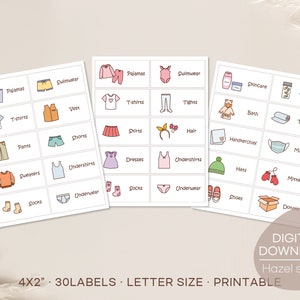 Kids Dresser Drawer Labels: Closet Organization Stickers (Digital Download)