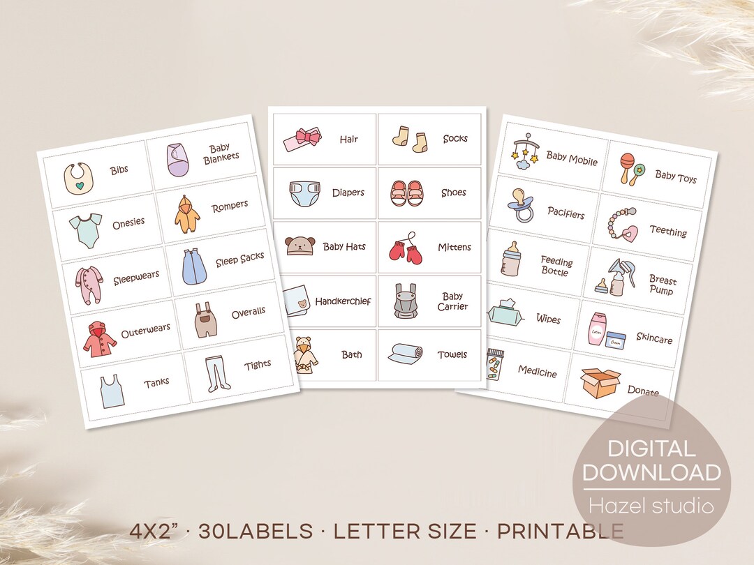 Baby Dresser Drawer Labels, Nursery Drawer Labels, Baby Closet Storage