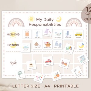 Cartes et tableau de routine quotidienne, liste de contrôle de routine pour tout-petits, cartes de rythme quotidien, calendrier visuel, carte de routine imprimable, téléchargement numérique