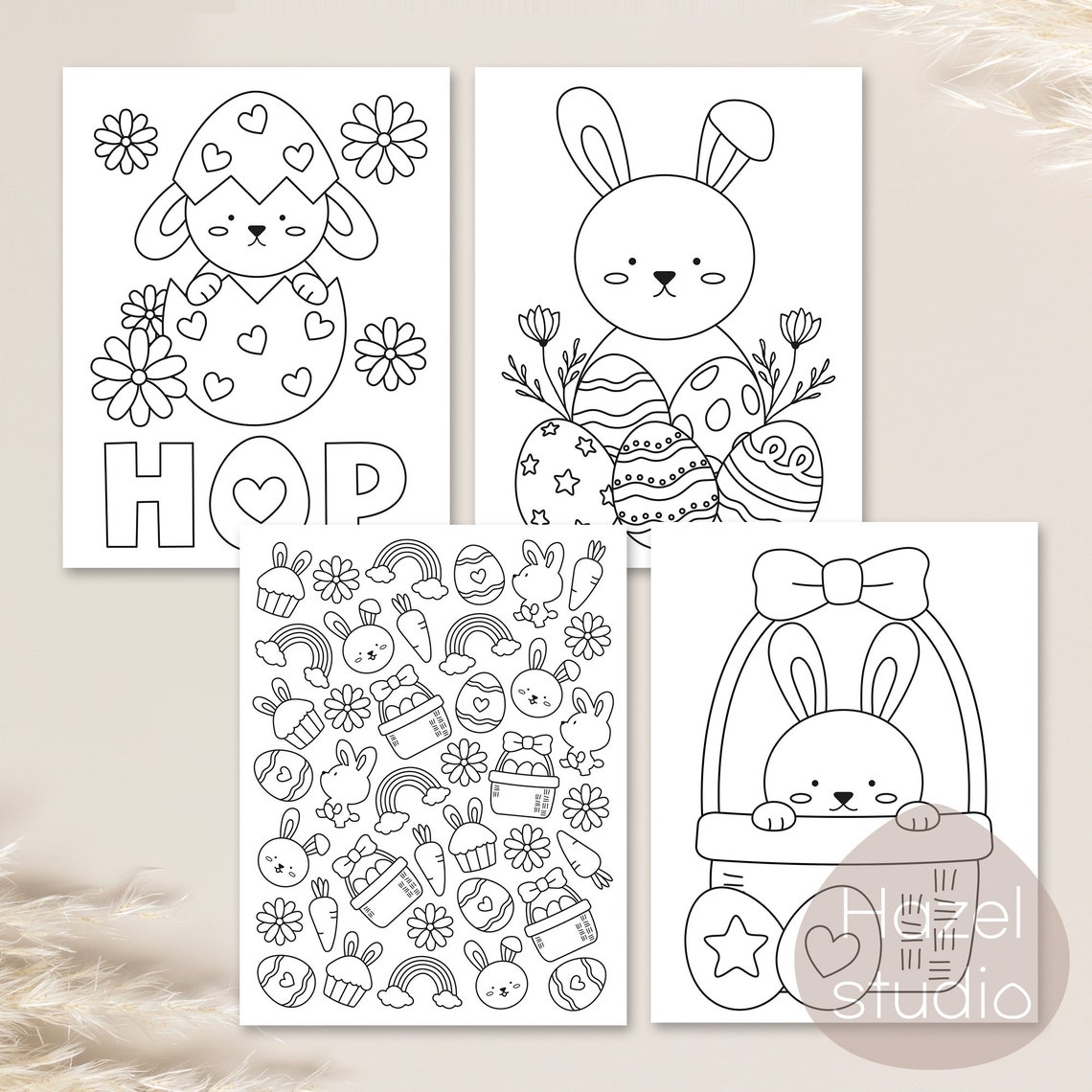 Easter Coloring Pages Printable Coloring Book Happy Easter | Etsy