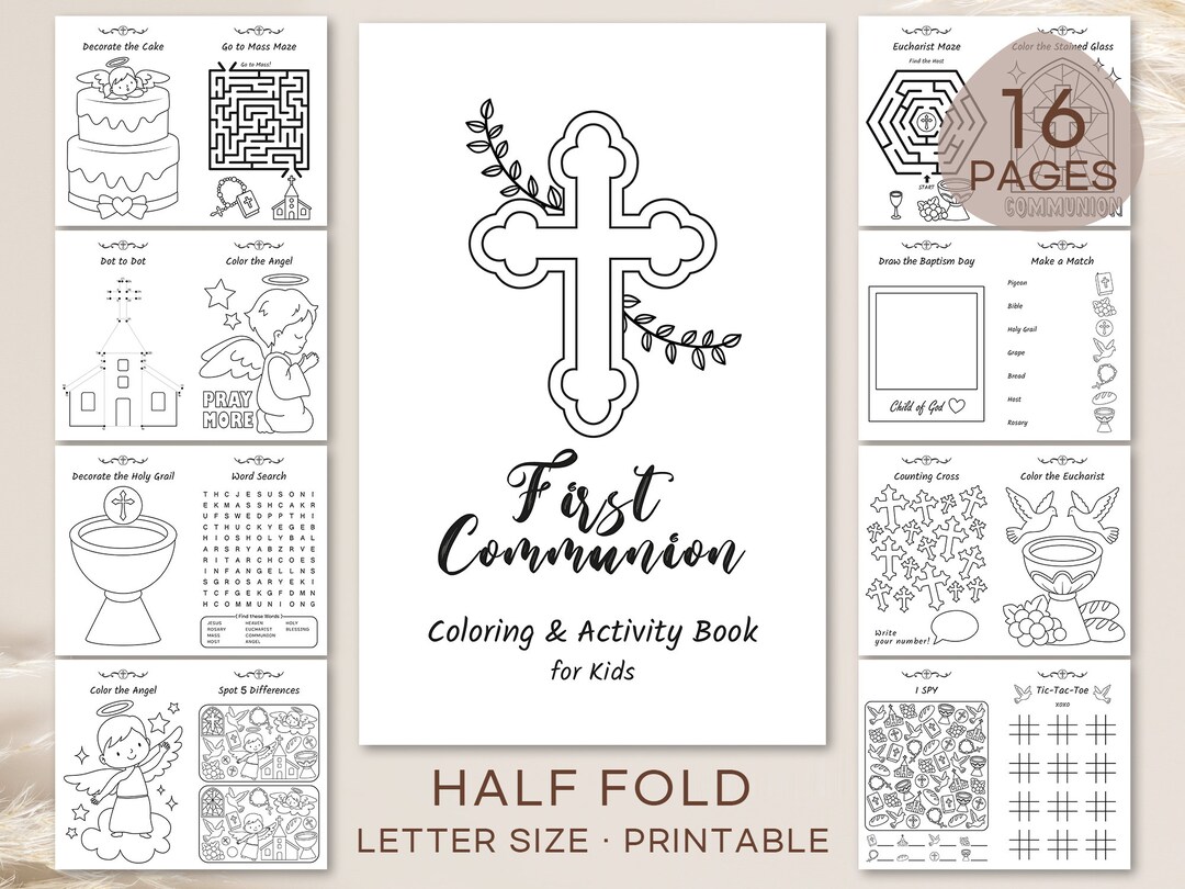 First Communion Activity Book, 1st Holy Communion Coloring for Kids ...