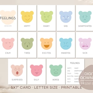 Gefühle Flash Karten, Emotions Karten, Montessori Materialien, Homeschool Ausdrucke, Lernkarten, digitaler Download