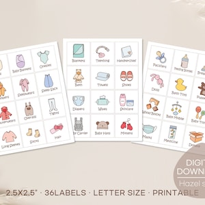 Baby Dresser Drawer Labels, Nursery Drawer Labels, Baby Closet Storage Stickers, Organization 36 Labels, Digital Download