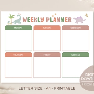 Boy Weekly Planner, Dinosaur Daily Planner, Homeschool Planner, kids schedule, Kids Daily Calendar, Digital Download