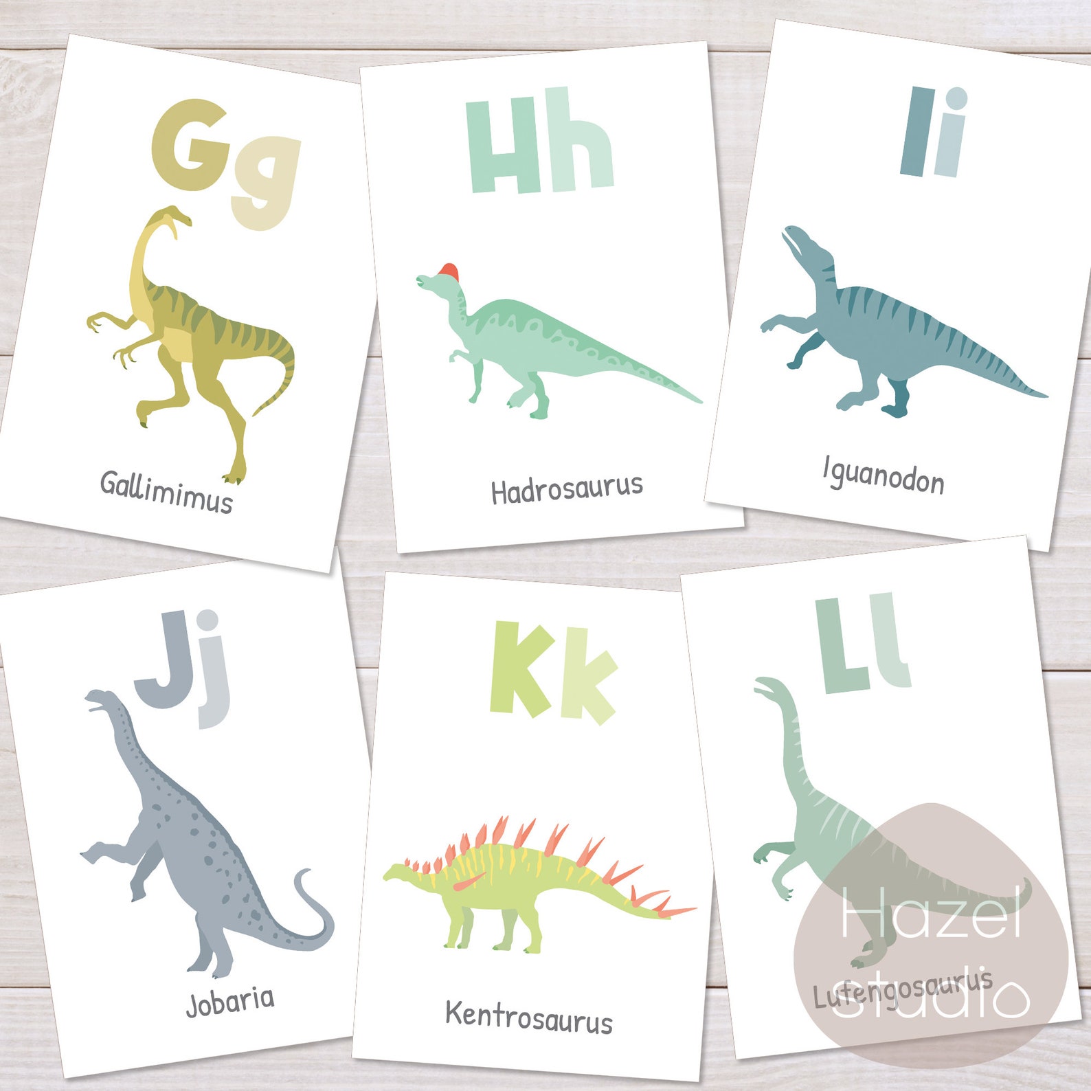 Alphabet Flash Cards, Dinosaur ABC Cards, Montessori Materials ...