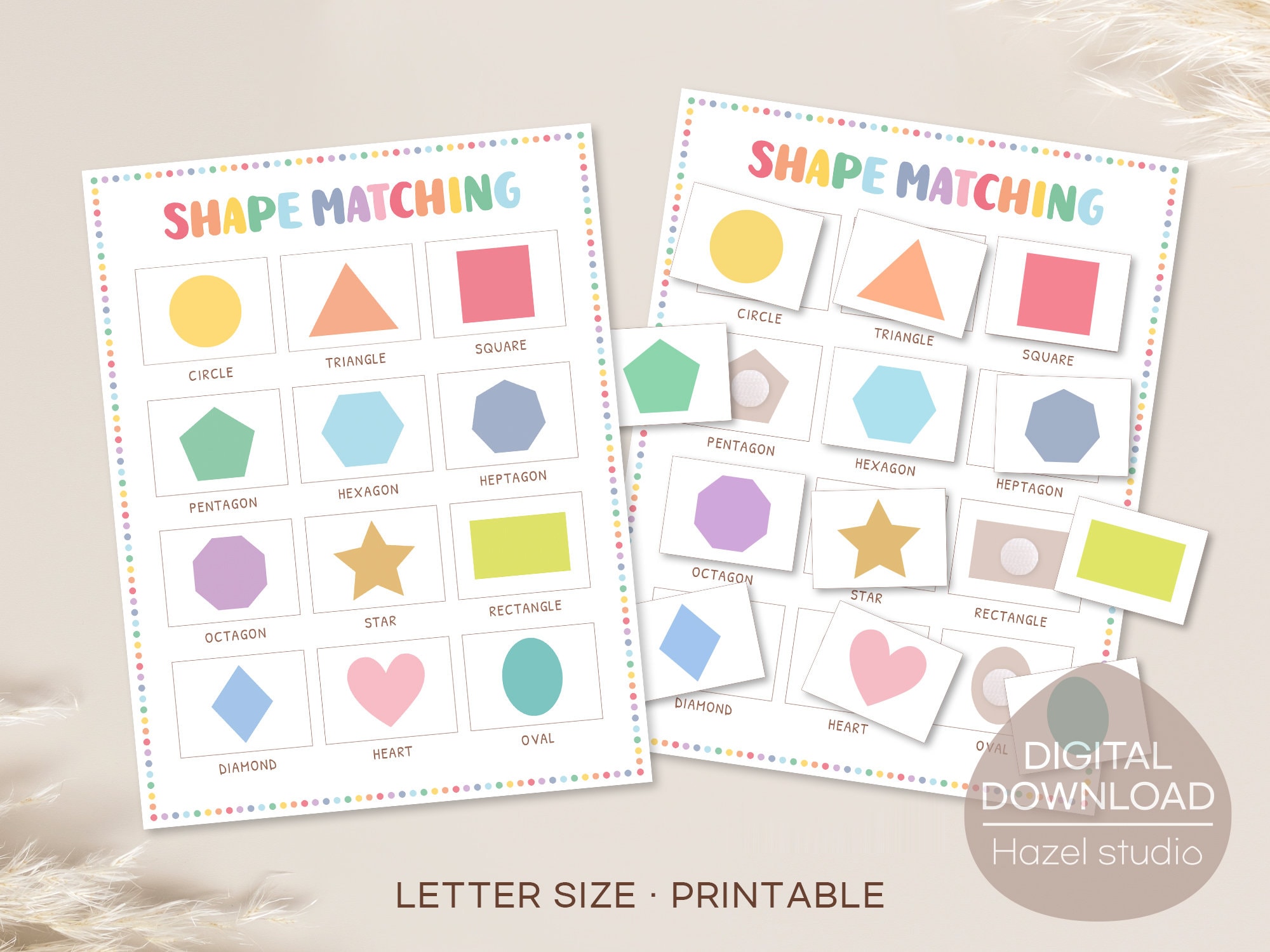 Shape Matching Game Geometric Shapes Activity Shape Learning Etsy