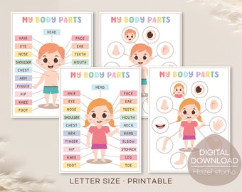 Body Parts Matching Activity: Montessori Preschool Printable (Digital Download)