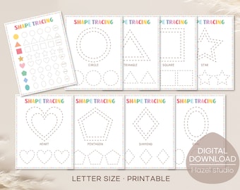 Shape Tracing Worksheet: Geometric Shapes Activity (Digital Download)