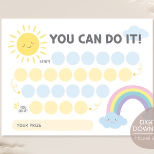 Rainbow Reward Chart, Sunshine Sticker Behavior Chart, Chore Chart, Toddler Routine, Digital Download