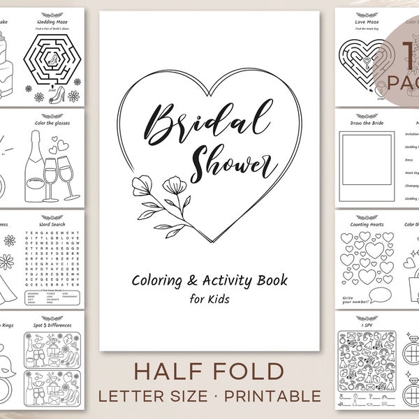 Kids Bridal Shower Activity Book, Coloring&Activity Book for Kids, Bridal Shower Games, Wedding Shower Activity, Digital Download