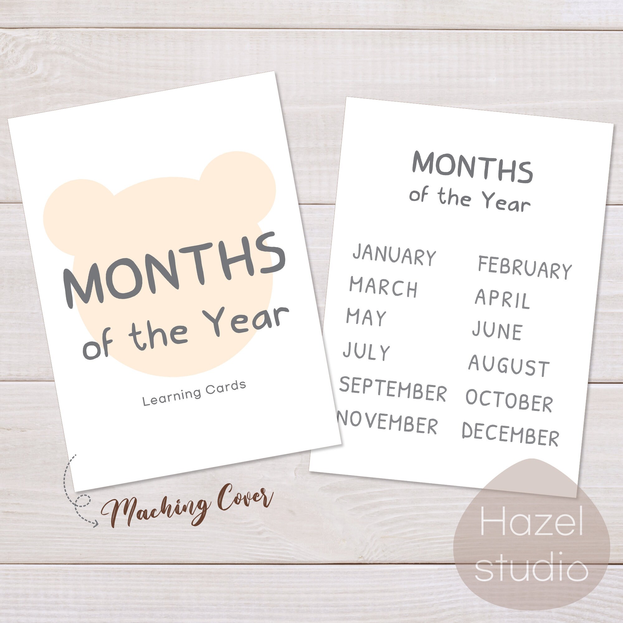 Months of the Year Flash Cards Learning Cards Montessori - Etsy UK