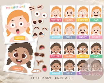 Emotions Matching Game: Feelings Chart, Preschool Activity (Digital Download)