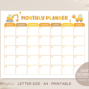 Boy Monthly Planner, Bouw Daily Planner, Homeschool Planner, kinderschema, Kids Daily Calendar, Digitale Download