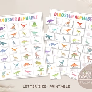 Dinosaurier Alphabet Matching Spiel, ABC Arbeitsblatt, Phonics Aktivität, Alphabet Puzzle, Kleinkind beschäftigt Buch, digitaler Download