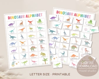 Dinosaur Alphabet Matching Game: ABC Phonics Puzzle (Digital Download)