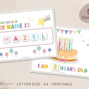 About me, Toddler Busy Book Name Mat, Birthday Worksheets, Learn to Spell Name, Preschool Workbook, Montessori Materials, Digital Download
