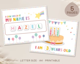 Toddler Busy Book: Name Spelling & Birthday Worksheet (Digital Download)