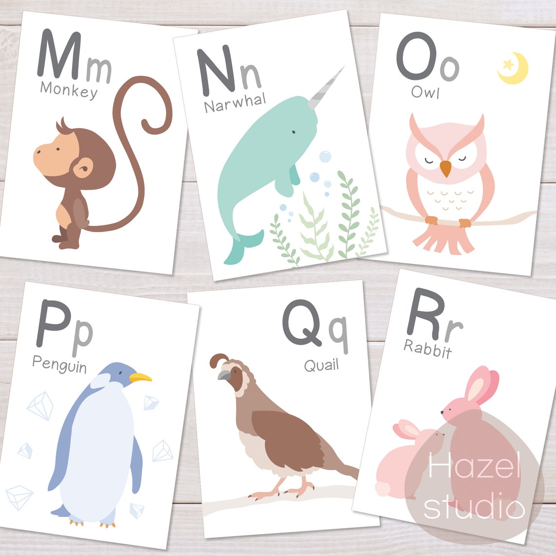 Alphabet Flash Cards Animal ABC Cards Montessori Materials | Etsy
