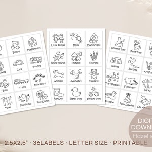 Toy Room Storage Labels: 36 Illustrated Kids Drawer Organizers (Digital Download)