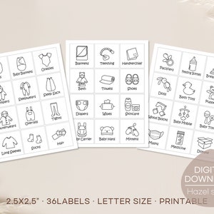 Baby Dresser Drawer Labels, Nursery Drawer Labels, Baby Closet Storage Stickers, Organization 36 Labels, Digital Download