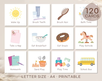Cartes de routine quotidienne, liste de contrôle de routine pour tout-petit, cartes de rythme quotidien, horaire visuel, carte de routine imprimable, téléchargement numérique
