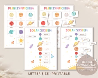 Solar System Matching Game: Planets Activity, Montessori Busy Book (Digital Download)
