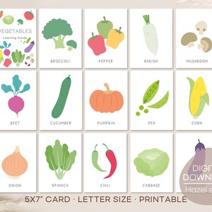 Cartes Flash Légumes, Cartes d'apprentissage, Matériel Montessori, Imprimables Homeschool, Téléchargement numérique