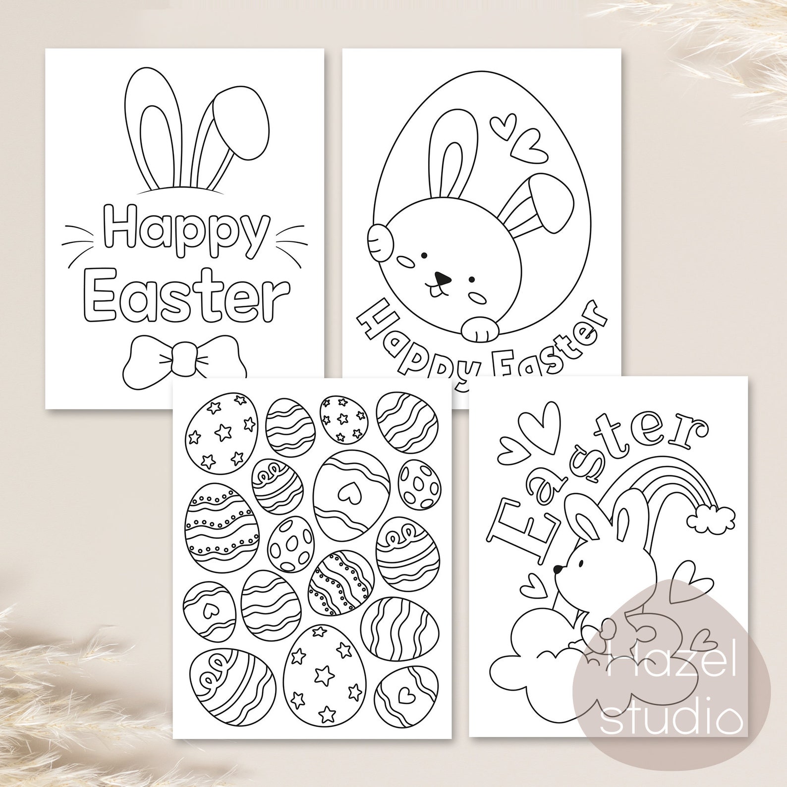 Easter Coloring Pages Printable Coloring Book Happy Easter - Etsy