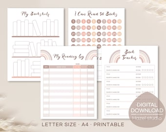 Boho Reading Log: Kids Book Tracker, Reading Challenge (Digital Download)