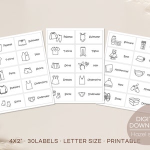 Kids Dresser Drawer Labels: Closet Organization Stickers (Digital Download)