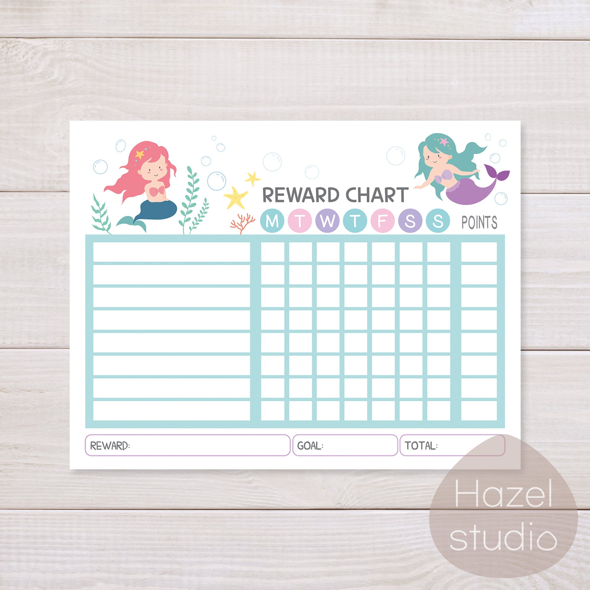 Mermaid Reward Chart: Weekly Behavior Tracker (digital Download) - Etsy