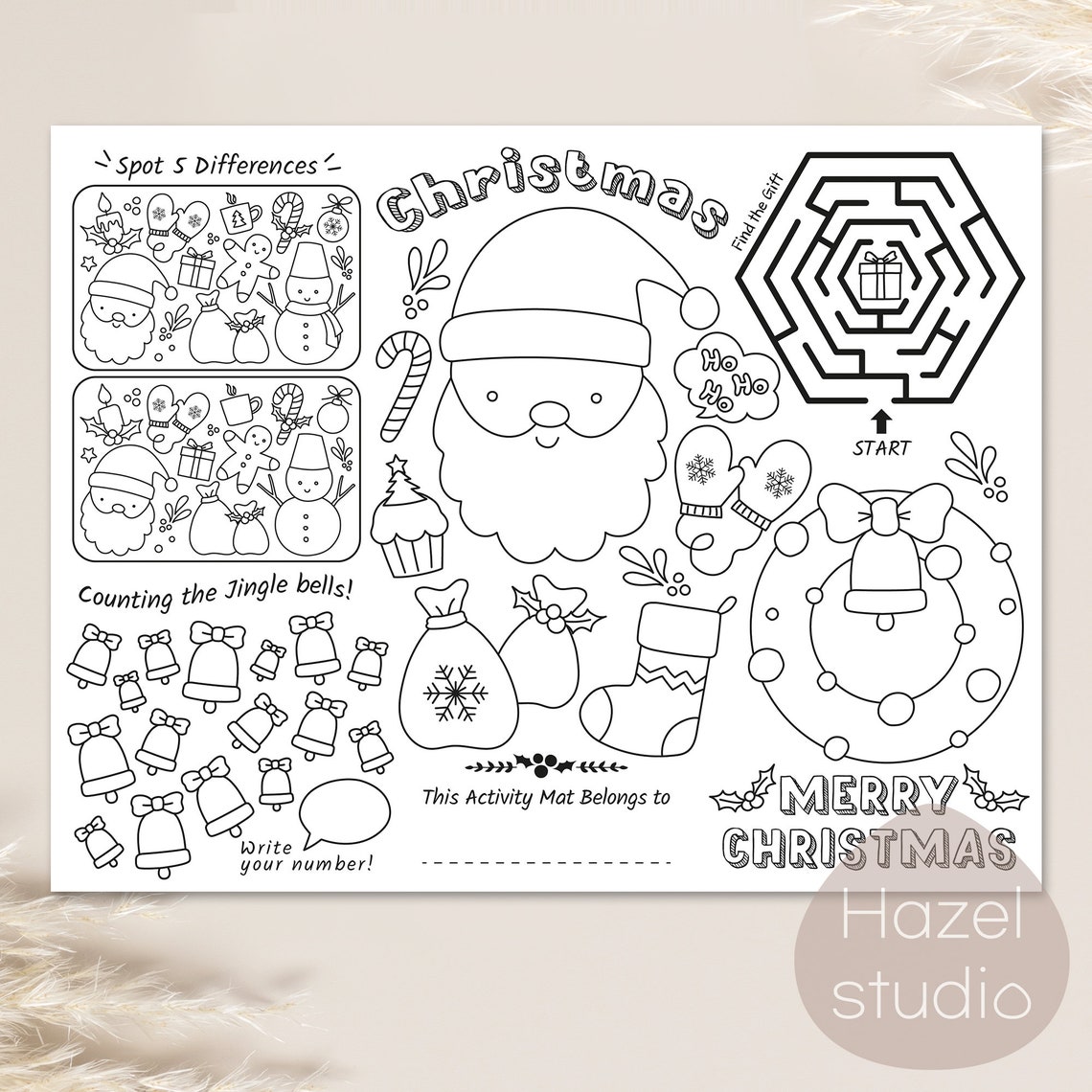 Kids Christmas Activity Mat Coloring&activity Place Mat for - Etsy