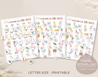 Sons iniciais do alfabeto para impressão: Montessori ABC Phonics (download digital)