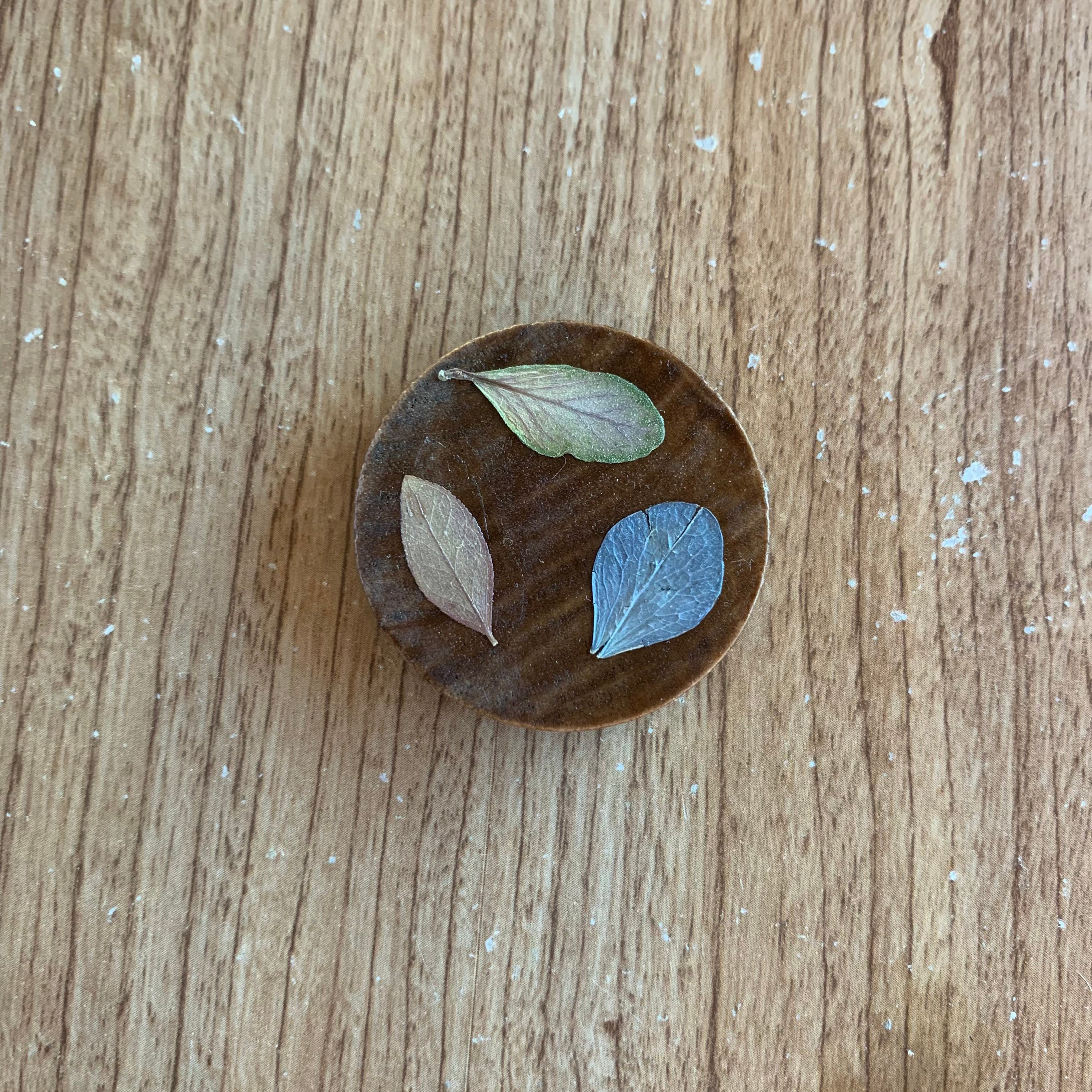 Stained Wood Pressed Flower Falling Leaf Mini Magnet